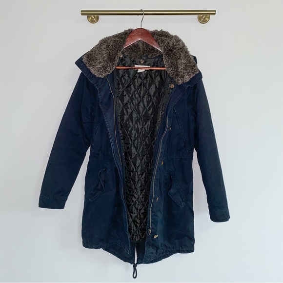 H&M Jackets & Blazers - Navy Blue Parka Double Lined